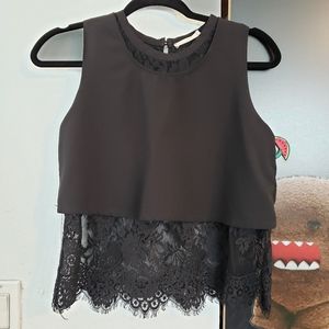 Black over black lace top